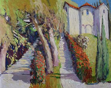 Hispanic House and Staircases, California Landscape thumb