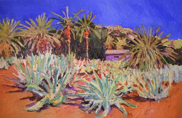 Saatchi Art Artist Suren Nersisyan; Paintings, “Agaves and Palm Trees, California” #art