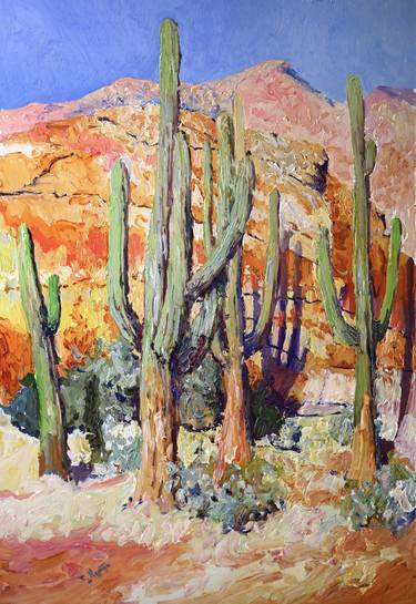Saguaro Cactuses and Desert Rocks thumb
