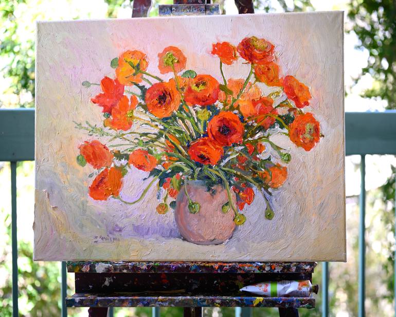 Original Expressionism Floral Painting by Suren Nersisyan