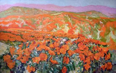 California Poppies in the Mountains, Superbloom Landscape thumb