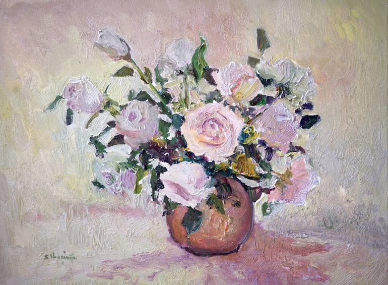 Creamy-White Roses from the Garden Painting by Suren Nersisyan ...