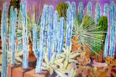 Turquoise Blue Cactuses in the Desert Plant Nursery thumb