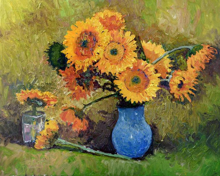 Print of Expressionism Floral Paintings by Suren Nersisyan