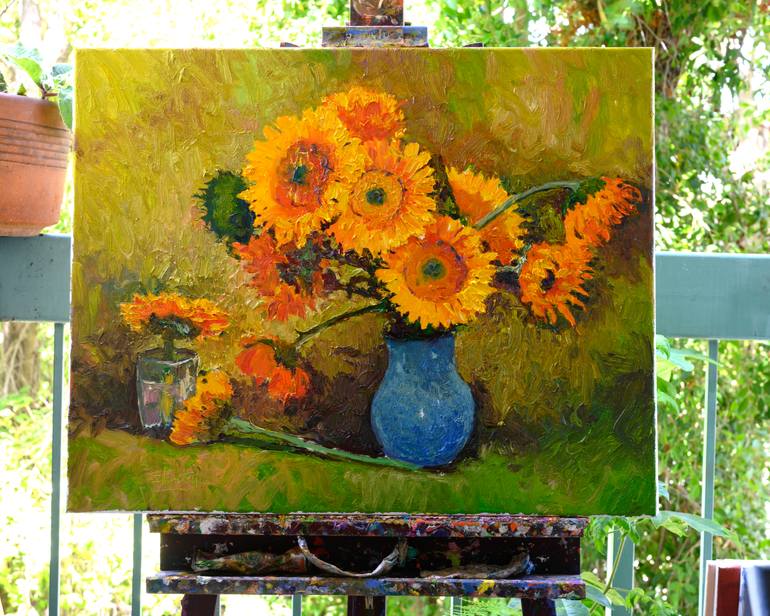 Original Post-impressionism Floral Painting by Suren Nersisyan