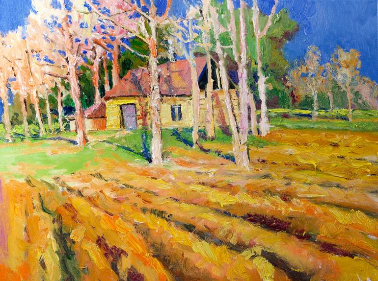 Original Landscape Painting by Suren Nersisyan | Impressionism Art on Canvas | Farm Soil in the Spring