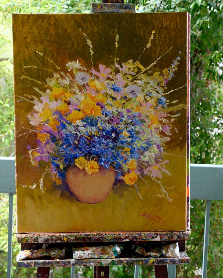 Original Impressionism Floral Painting by Suren Nersisyan