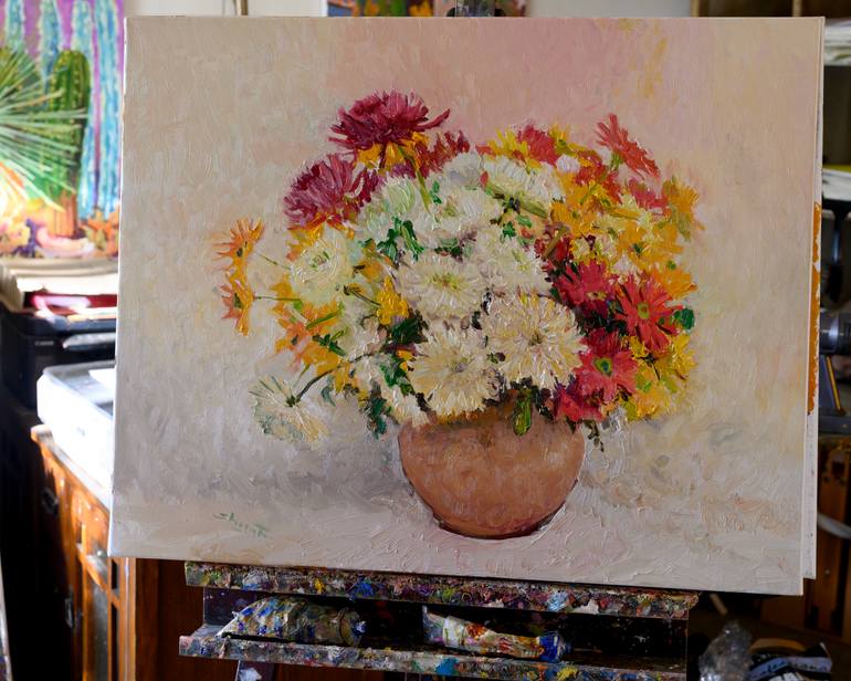 Original Impressionism Floral Painting by Suren Nersisyan