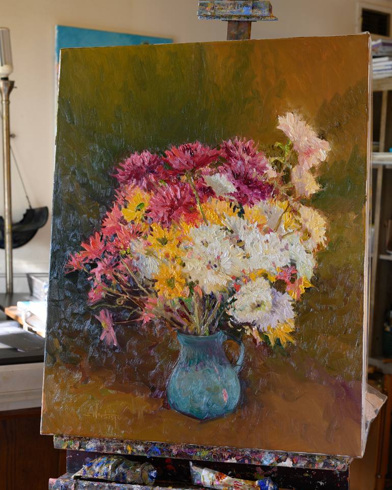Original Expressionism Floral Painting by Suren Nersisyan