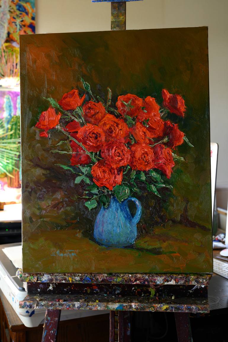 Original Expressionism Floral Painting by Suren Nersisyan
