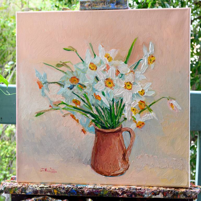 Original Impressionism Floral Painting by Suren Nersisyan