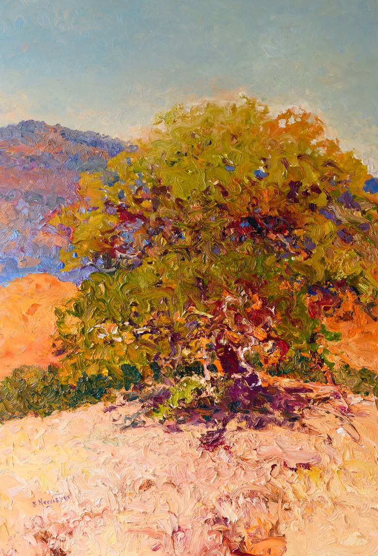 Cherry Tree at Night Painting by Thomas Lamb | Saatchi Art