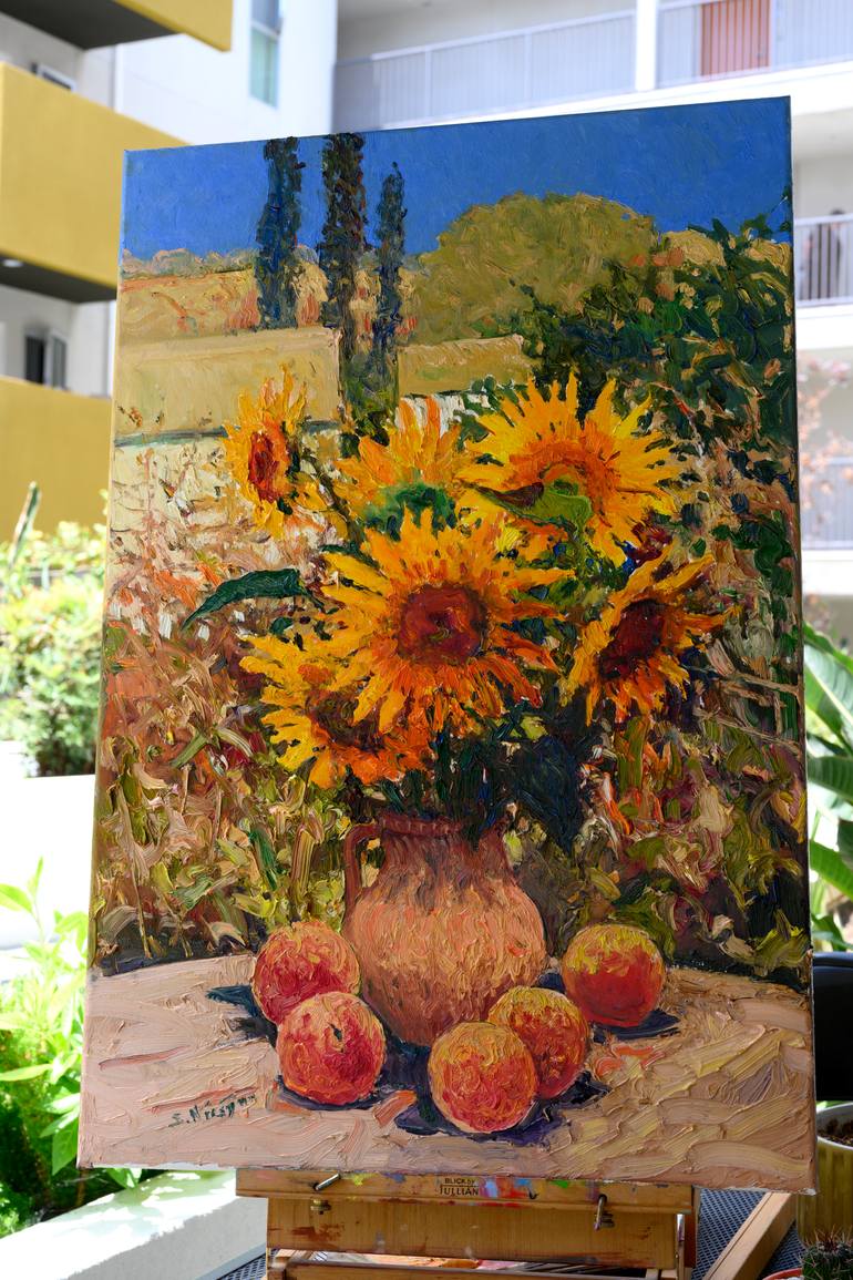 Original Impressionism Floral Painting by Suren Nersisyan