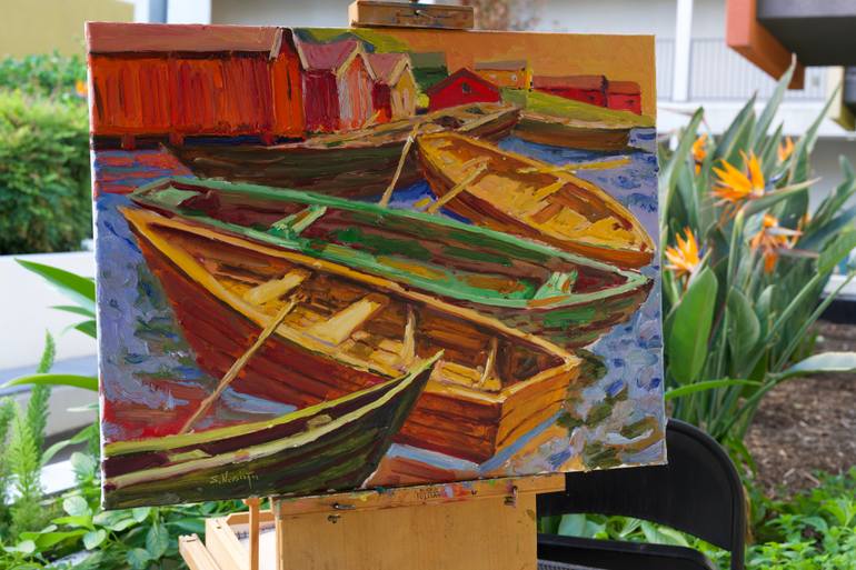 Original Expressionism Boat Painting by Suren Nersisyan