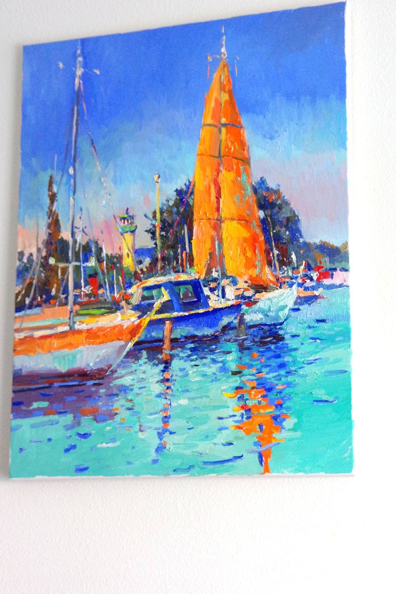 Original Expressionism Boat Painting by Suren Nersisyan