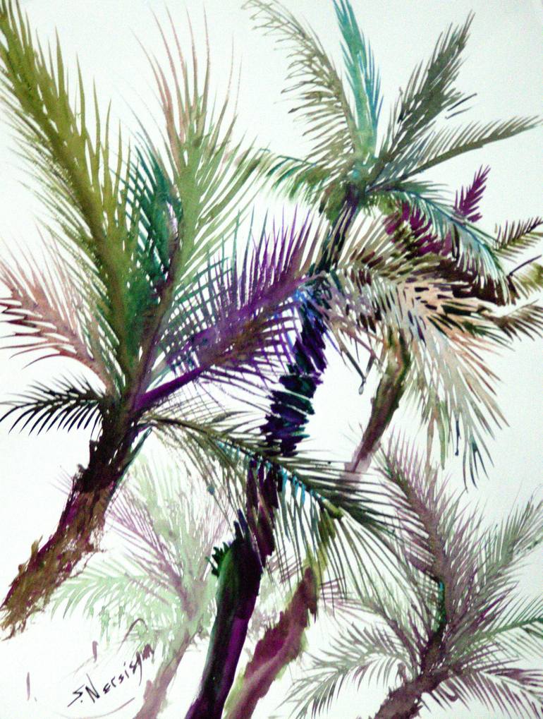 Palms in South Calfornia Painting by Suren Nersisyan | Saatchi Art