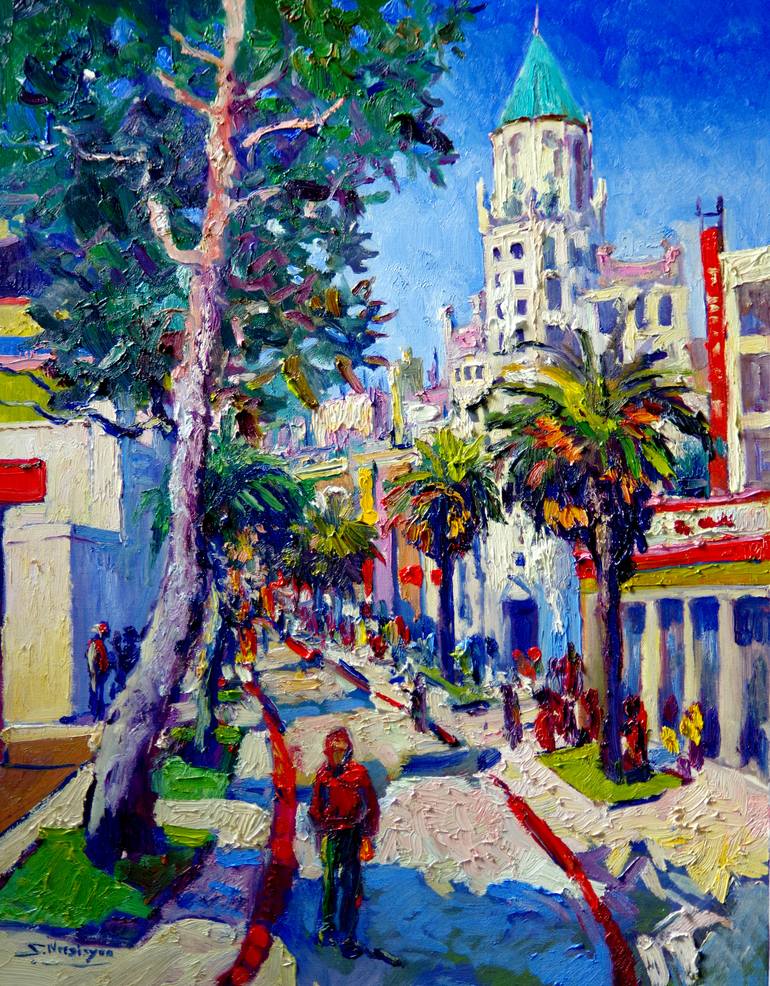 HOllywood, Los Angeles Cityscape Painting by Suren Nersisyan | Saatchi Art