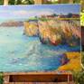The artwork has a texture, it's painted with thick brushstrokes. It is on gallery wrapped canvas, sides are painted white, wired and can be displayed even without a frame.