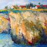 The artwork has a texture, it's painted with thick brushstrokes. It is on gallery wrapped canvas, sides are painted white, wired and can be displayed even without a frame.