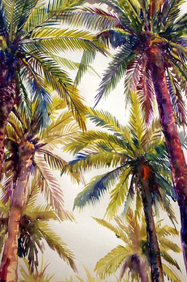 Palm Trees on the BEach Painting by Suren Nersisyan | Saatchi Art