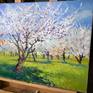 The artwork painted on oil primed linen, wired and can be displayed even without a frame.
Beautiful trees under the spring sun symbolize life and reflect a positive mood.
