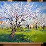The artwork painted on oil primed linen, wired and can be displayed even without a frame.
Beautiful trees under the spring sun symbolize life and reflect a positive mood.
