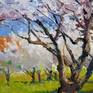 The artwork painted on oil primed linen, wired and can be displayed even without a frame.
Beautiful trees under the spring sun symbolize life and reflect a positive mood.