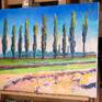 The painting is on oil primed linen, it has a wire from behind and can be displayed right out of the box even with no frame.
Beautiful elegant shapes of poplar trees in farm fields look beautiful and harmonic with nature.