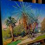 Mediterranean Colors are rich and saturated. Expressing the dynamic energy of nature, growing under the strong sun, these palm trees make a beautiful vibe. I used thick, expressive brushstrokes to indicate the energy of nature.
The painting is on oil primed linen, it has a wire, sides are painted with colors continuing the artwork and you can display it even without a frame.