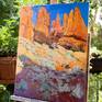 The colors of desert are absolutely magical. The painting represents red rocks in the desert. I painted this work during my travels in American Deserts. Expressive brushstrokes bear the energy of nature where the high contrast coming from the bright sunlight becomes incredibly beautiful.
The artwork is on oil-primed linen, sides are painted. It has a wire to be displayed even with no frame.
Best,
Suren