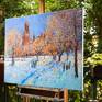 Warm colors of Beautiful Smithsonian Castle and Trees in contrast with sunny blue sky and snow together look very harmonic. Thick, textured brushstrokes provide a dynamic sense of life, making colors more " alive" and "expressive".
  The artwork is on oil-primed Belgian linen, sides are white, it has a wire and can be displayed even with no frame.