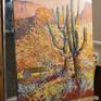 I used thick, expressive brushstrokes and texture to indicate the beauty of the desert. Two, large Saguaro Cactuses standing in the desert. Warm, bright colors bear the beautiful energy of the desert.
The painting is on oil-primed linen. It has a wire and can be displayed even with no frame.