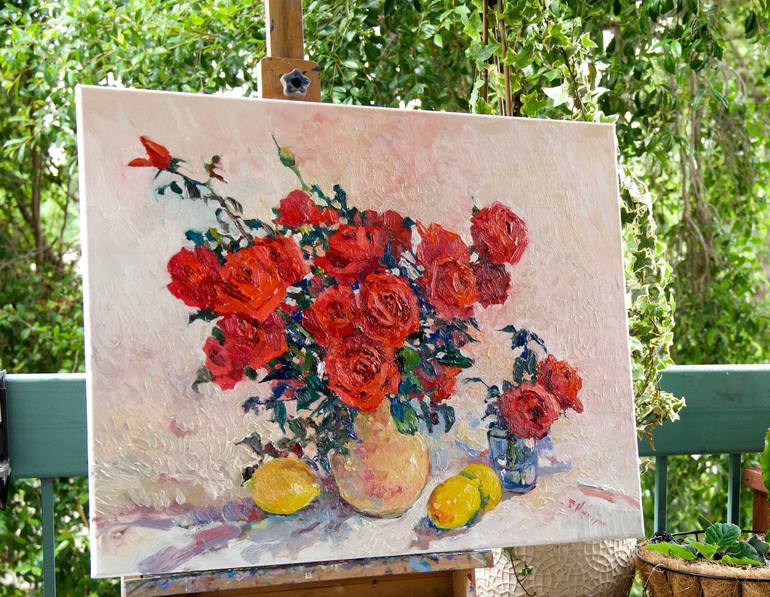 Original Impressionism Floral Painting by Suren Nersisyan