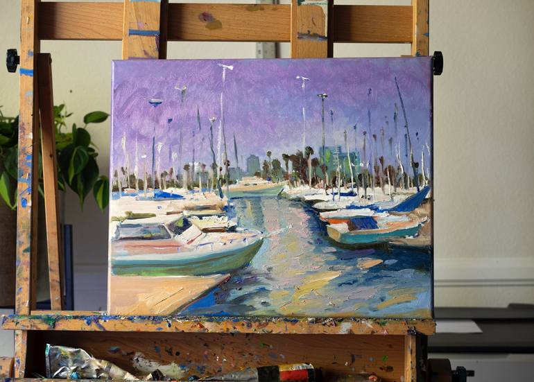 Original Impressionism Boat Painting by Suren Nersisyan