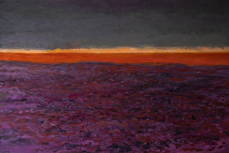Original Landscape Painting by Suren Nersisyan | Contemporary Art on Canvas | Dusk. Before the Rain, Farmland in Midwest