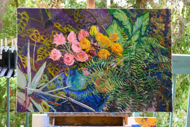 Original Impressionism Floral Painting by Suren Nersisyan