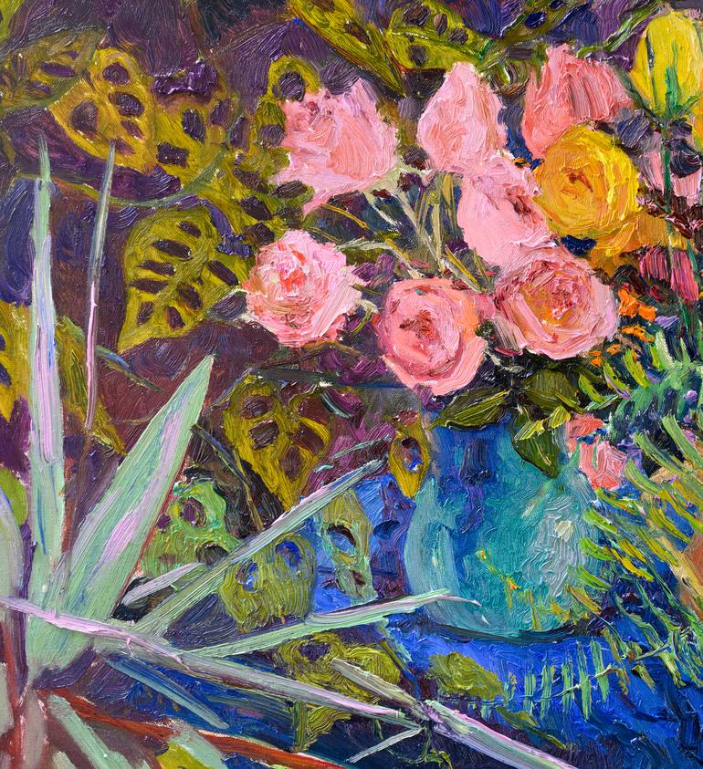 Original Impressionism Floral Painting by Suren Nersisyan