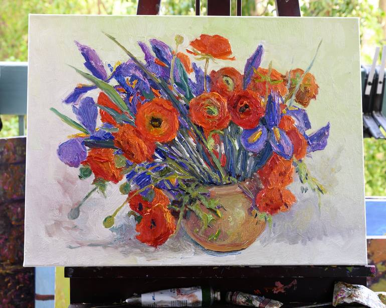 Original Impressionism Floral Painting by Suren Nersisyan