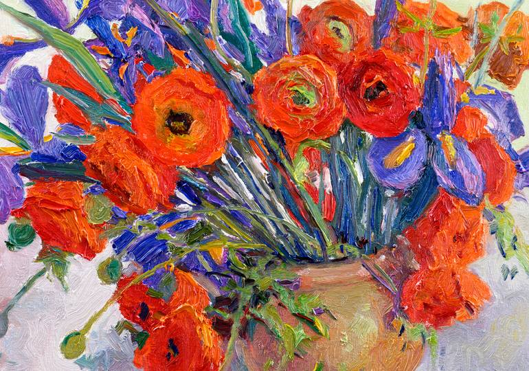 Original Expressionism Floral Painting by Suren Nersisyan