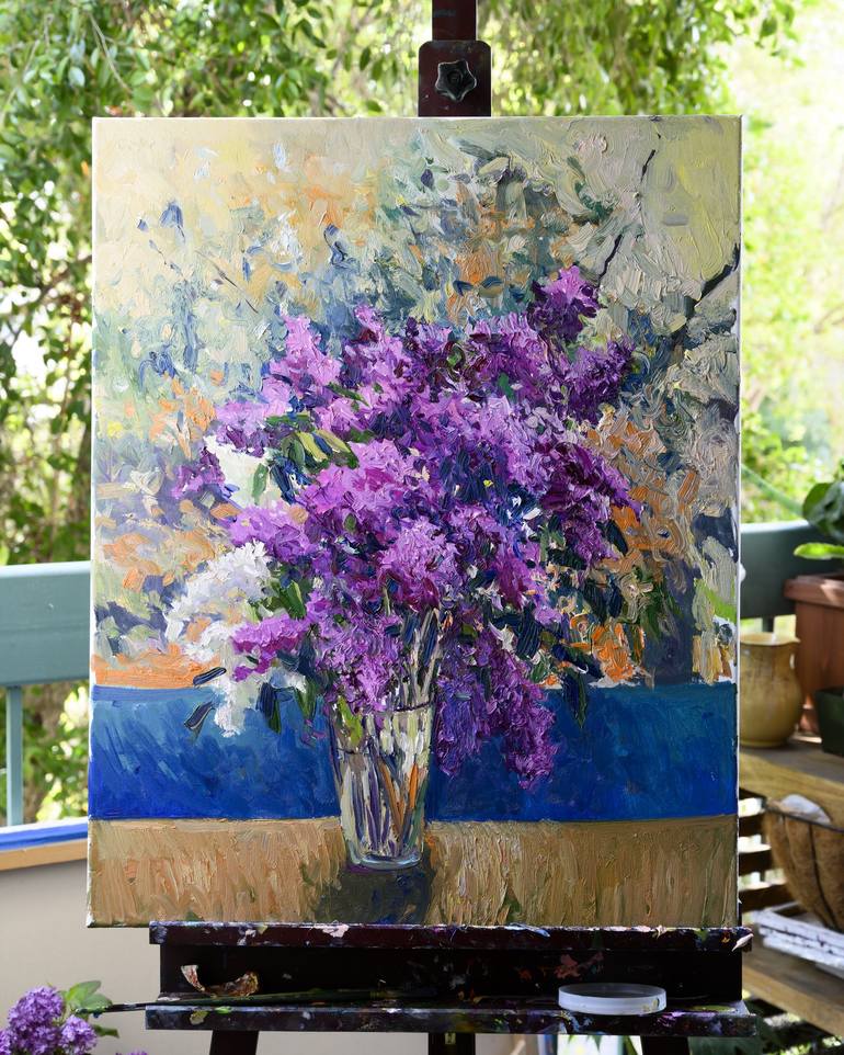 Original Impressionism Floral Painting by Suren Nersisyan