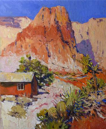 Saatchi Art Artist Suren Nersisyan; Painting, “Desert, Landscape with Big Red Rock” #art