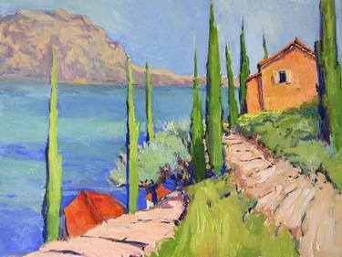 MEDITERRANEAN LANDSCAPE, WITH CYPRESS TREES thumb