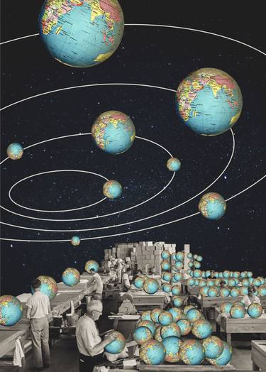 Original Conceptual Science/Technology Collage by Yiannis Roussakis