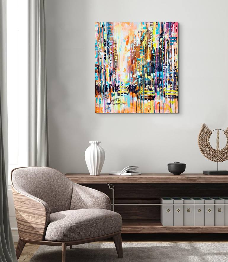 Original Abstract Cities Painting by Marta Zawadzka