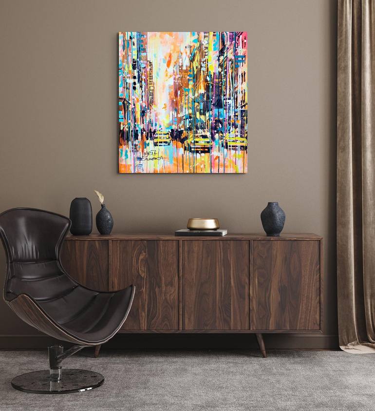 Original Abstract Cities Painting by Marta Zawadzka