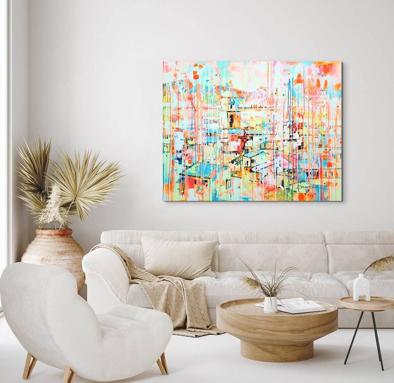 Original Abstract Cities Painting by Marta Zawadzka