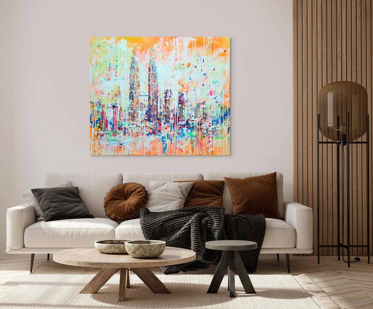 Original Abstract Cities Painting by Marta Zawadzka