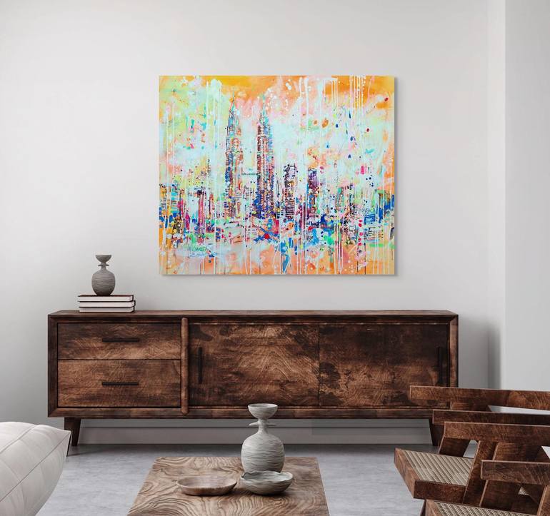 Original Abstract Cities Painting by Marta Zawadzka