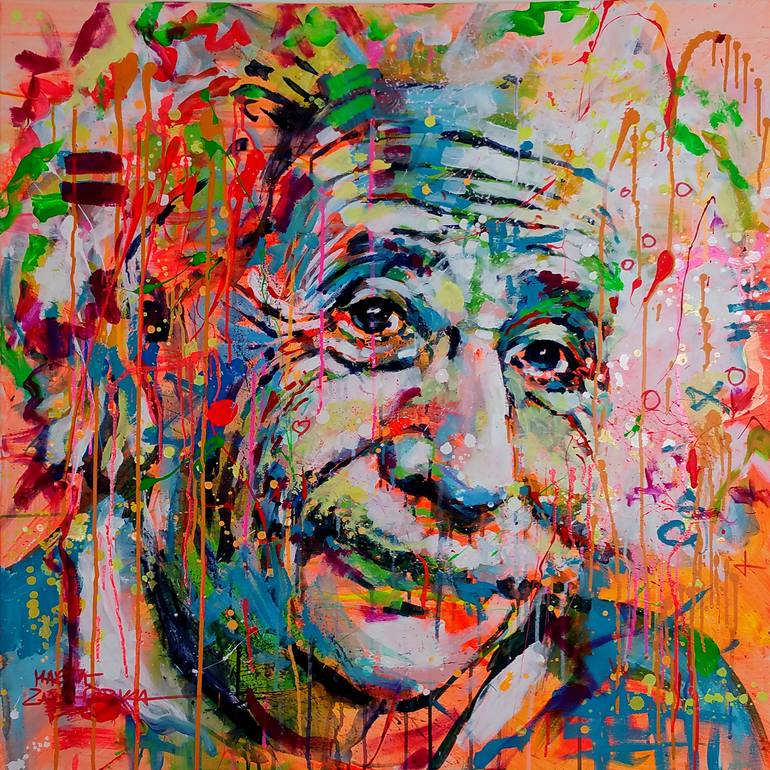 Albert Einstein Painting by Marta Zawadzka | Saatchi Art