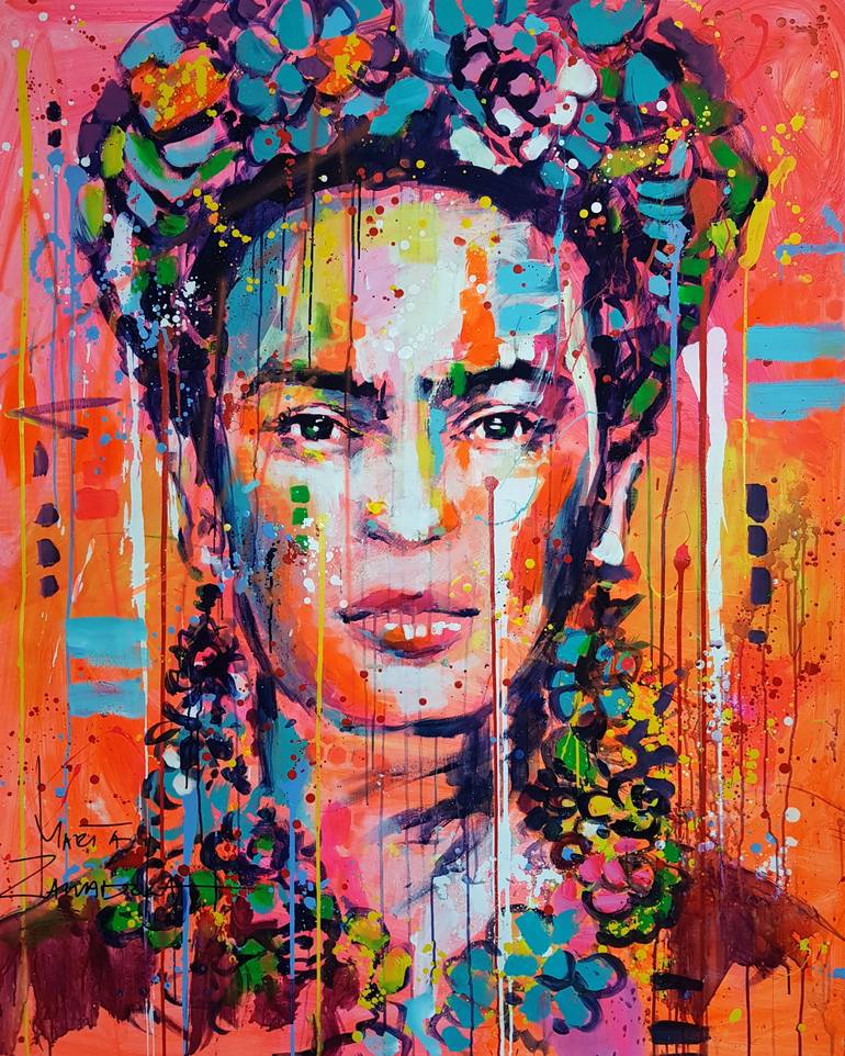 Beautiful Frida Painting by Marta Zawadzka | Saatchi Art